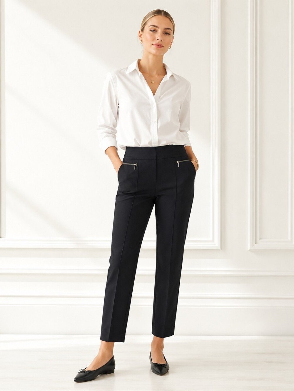 Style & Co Black Slim Ankle Pants with Zip Pocket Detail | Size Medium - Picture 1 of 8